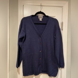 Lauren Brooke Size S Navy Blue Long Sleeve V Neck Button Front cardigan Sweater